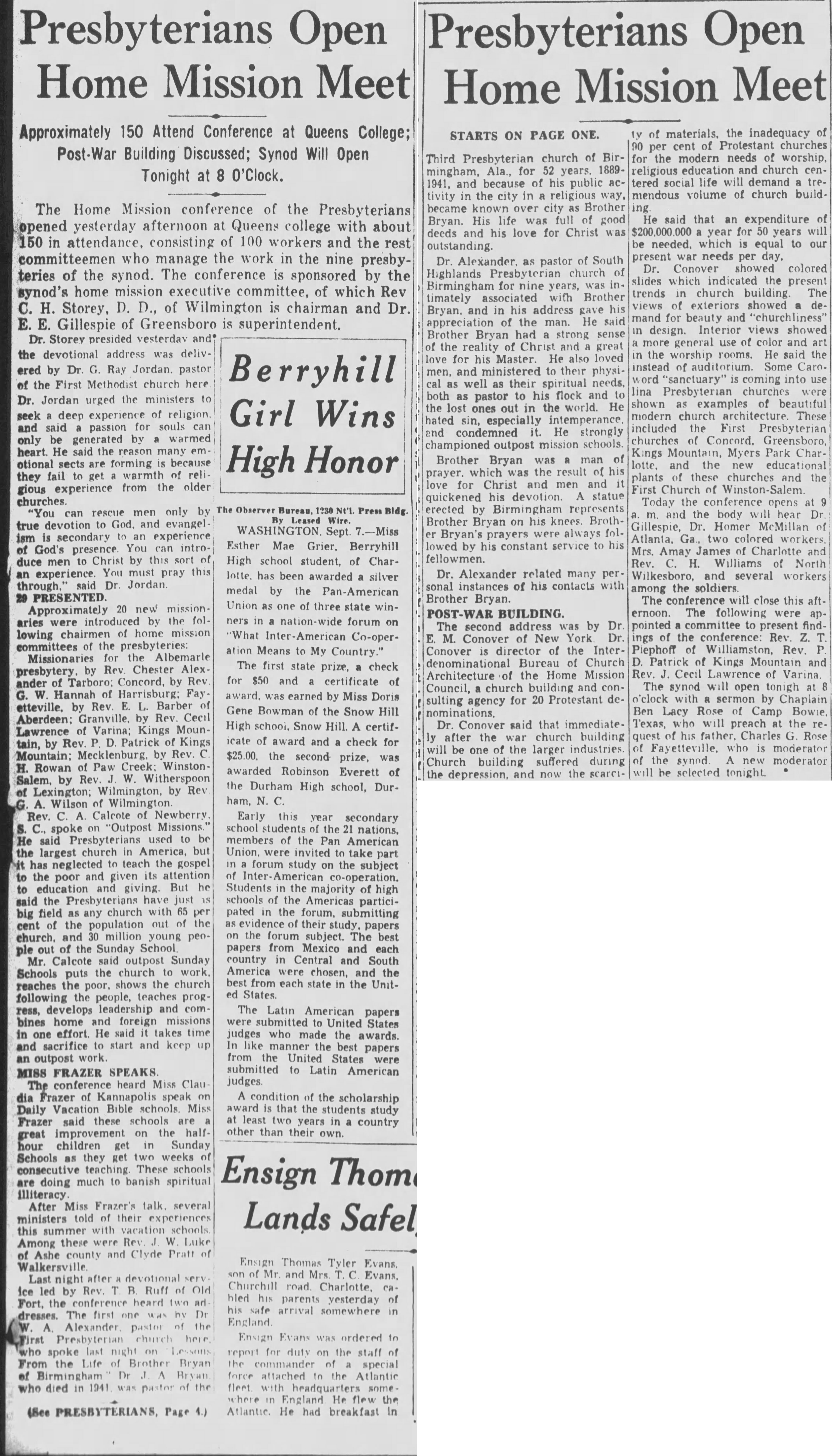 Presbyterians Open Home Mission Meet